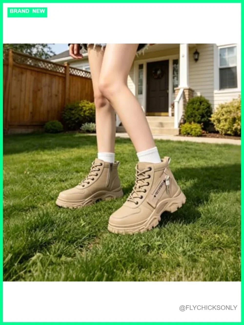 Women's Faux Leather Ankle Boots Lace Up Combat Booties Anti-Slip Sneakers